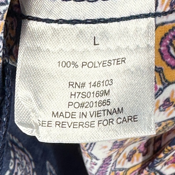 Hippie Rose Cap Sleeve Midi Dress - Navy Blue Pink - size Large - Picture 8 of 11